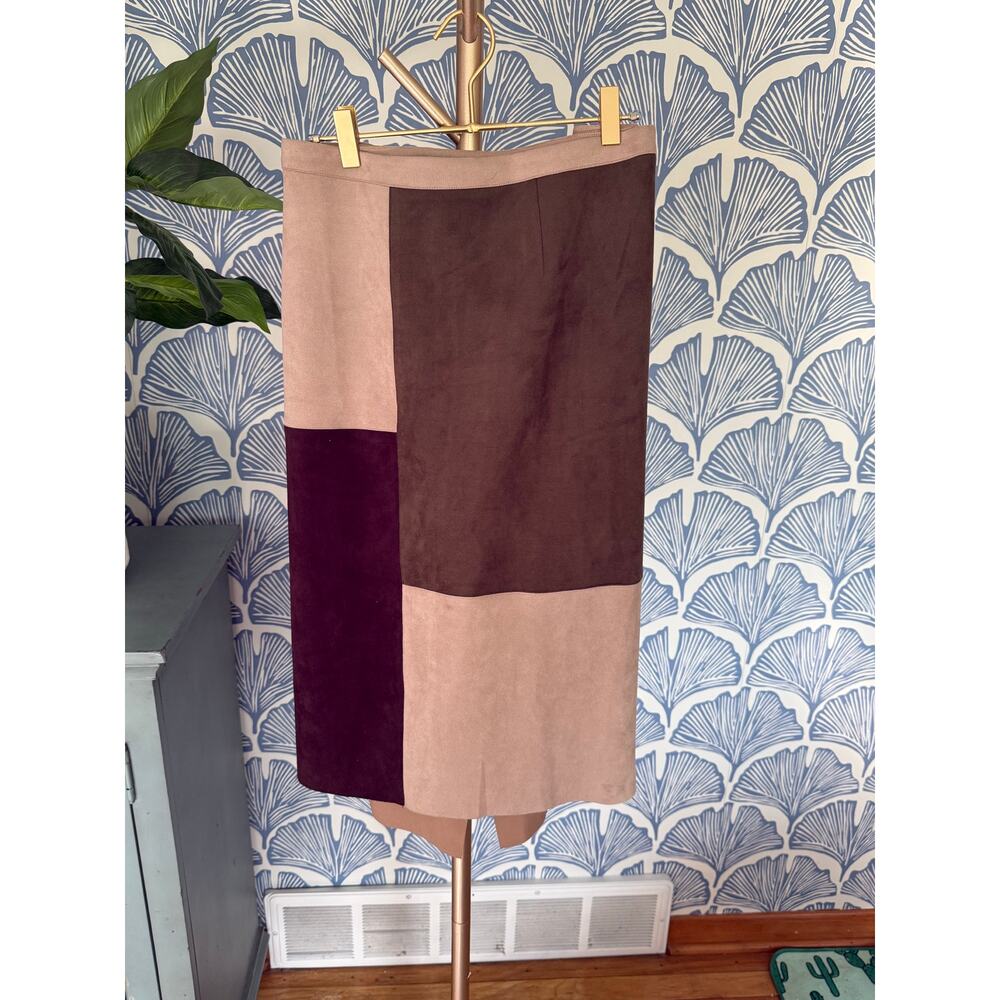 ASHRO Suede Tricolored Pencil Skirt With Raw Hem Sz. 20 Plus